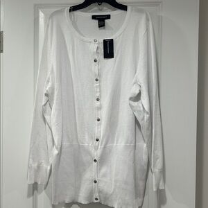 NWT Ashley Stewart White Button-Up Cardigan